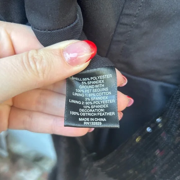 NBD Kalindi Midi Dress in Black Sequin & Feather Trim Size Medium - Picture 9 of 10